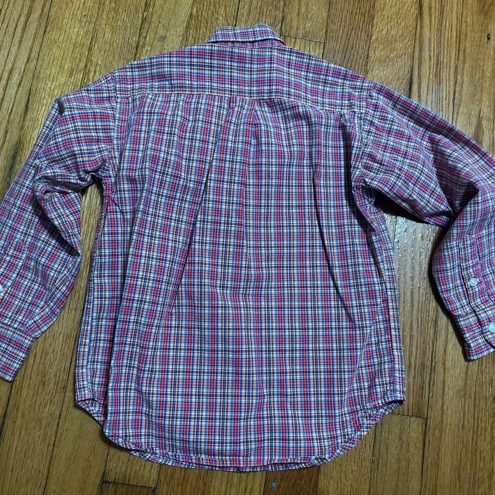 Ralph Lauren Polo Shirt Boys Large 6 Red Button Up Flip Collar Preppy